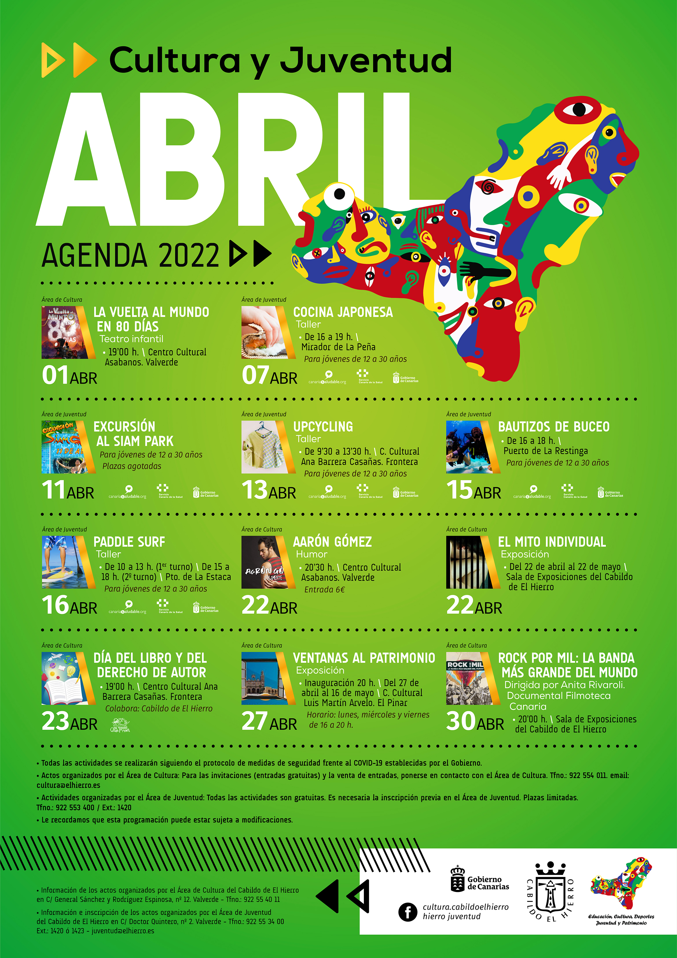 Cartel agenda cultural y juvenil Cabildo de El Hierro abril 2022