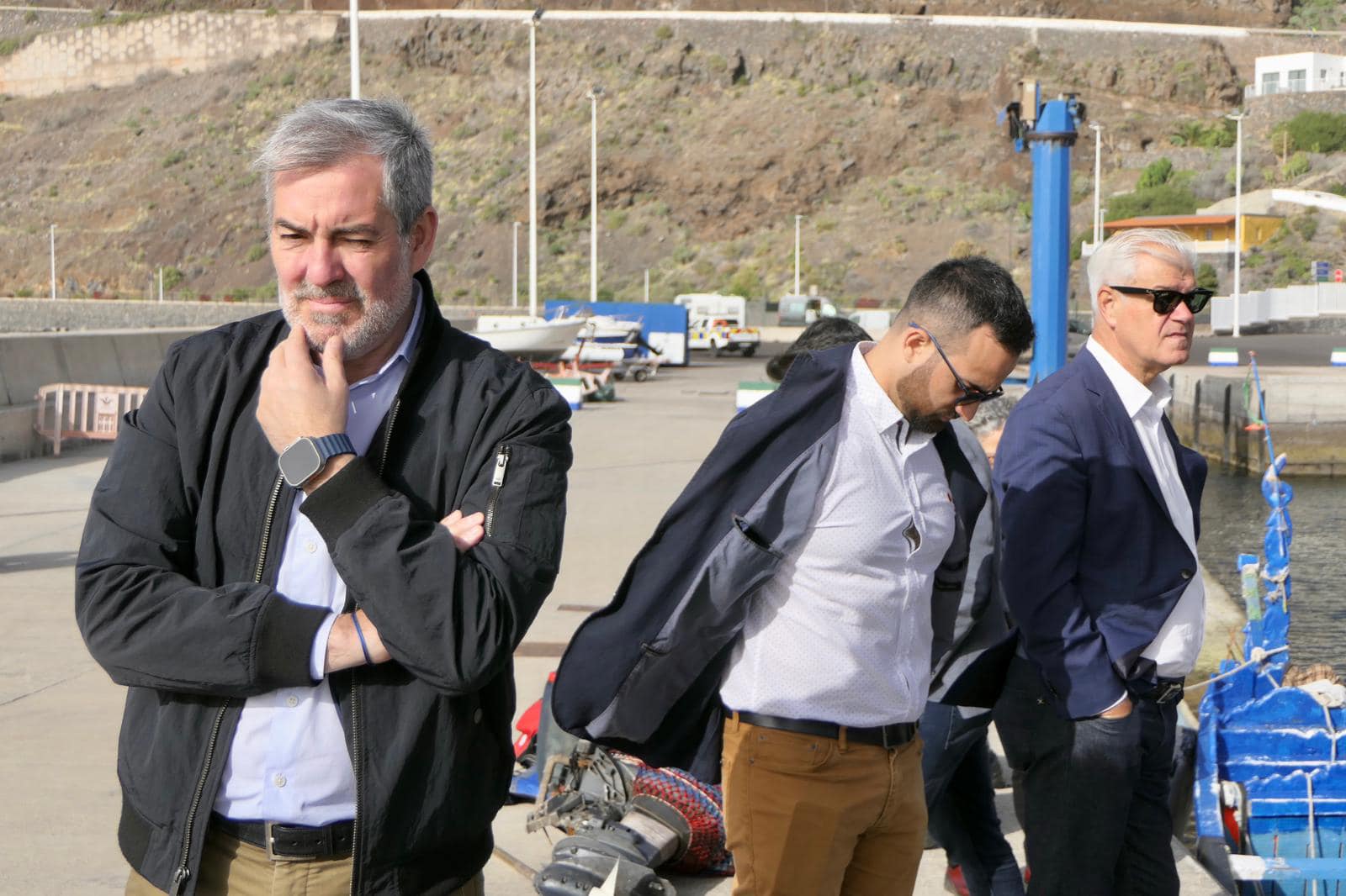 Momento de la visita a los puertos de La Restinga y La Estaca